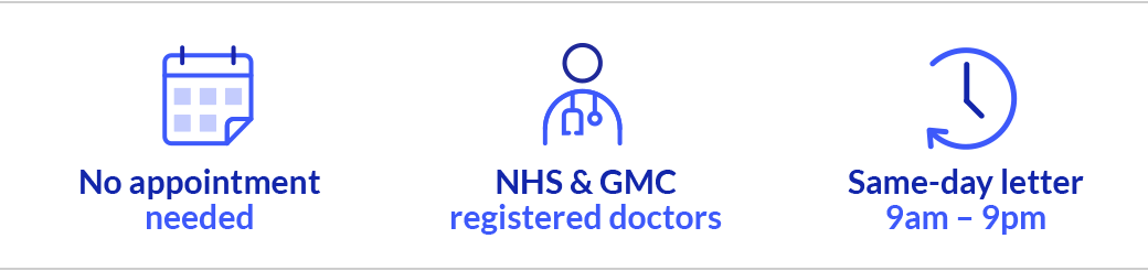 No appointment, upload video evidence - QR code confirmation - Same-day letter