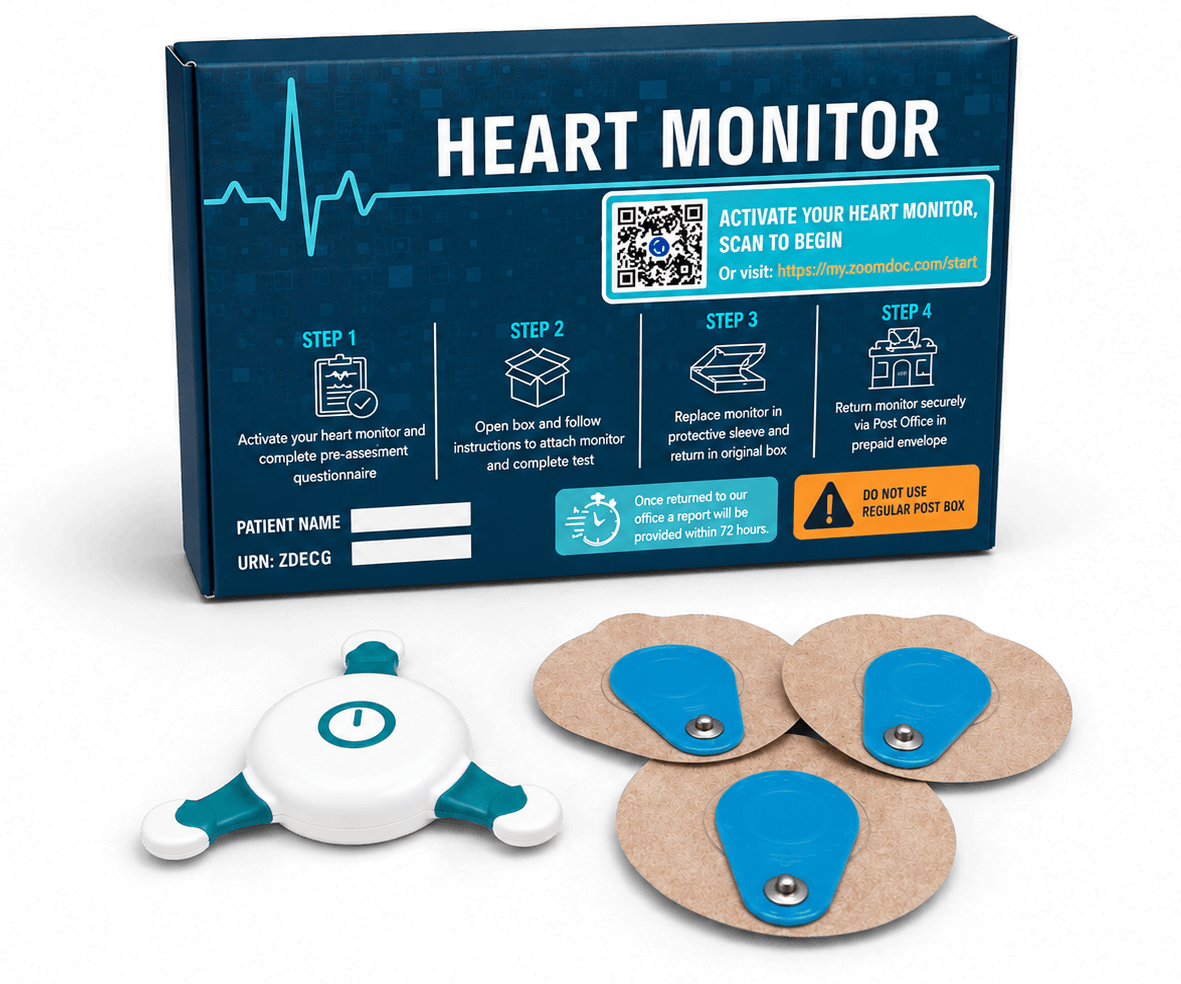Cortium C3W Heart Monitor, pads and box.