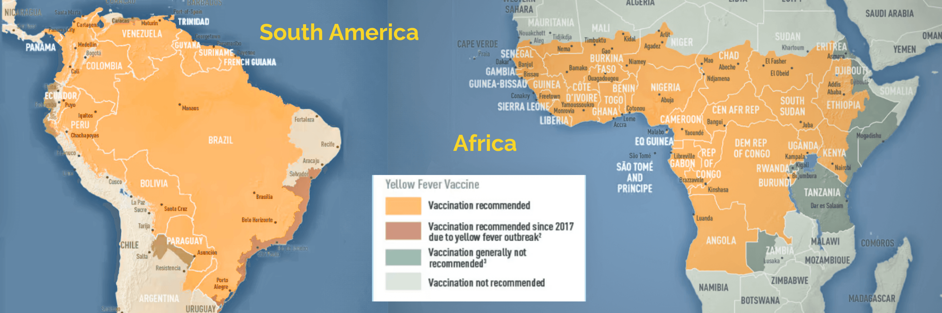 Yellow Fever Vaccine or Exemption Certificate Required across South America and Africa